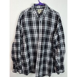 L.L. Bean Shirt Mens XLT Color Black White‎ Plaid Long Sleeve Button Up